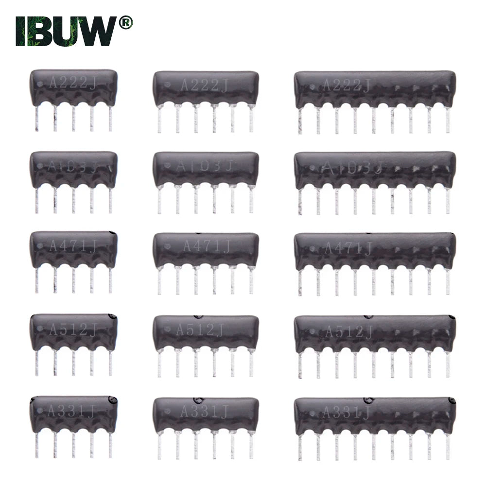 10pcs/200pcs 5PIN 6PIN 9PIN exclusion Network Resistor array DIP 220R 330R 470R 510R 560R 1K 1.5K 2K 2.2K 3K
