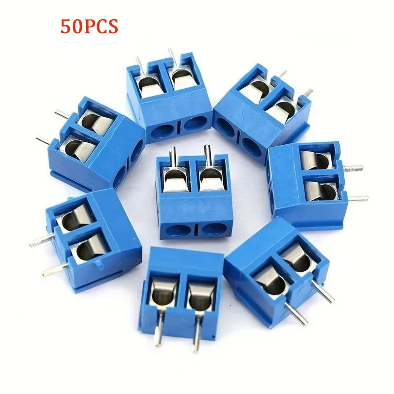 50PCS KF301 Screw 2Pin 5.0mm Straight Pin PCB Screw Terminal Block Connector