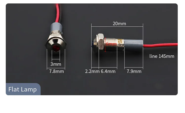 VaneAims 6mm Metal LED Indicator Light Panel Mounting Small Signal Lamp Red Blue Yellow Green White 220V 24V 12V 6V 3V