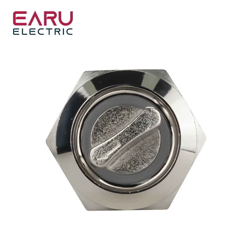 16MM 19MM 22MM Self-return Self-locking Waterproof DPDT Illuminated Metal Selector Knob Rotary Switch 2 3 Position LED Lamp Red