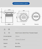 22mmc Metal Round D-type Module B-USB USB-B B-A Printing Adapter Cabinet Fast