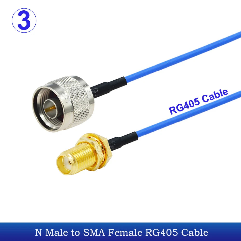 1PCS RG-405 N to SMA Connector SMA Male/Female to N Male/Female Blue RG405 Coaxial Pigtail Cable Extension Jumper 50Ohm