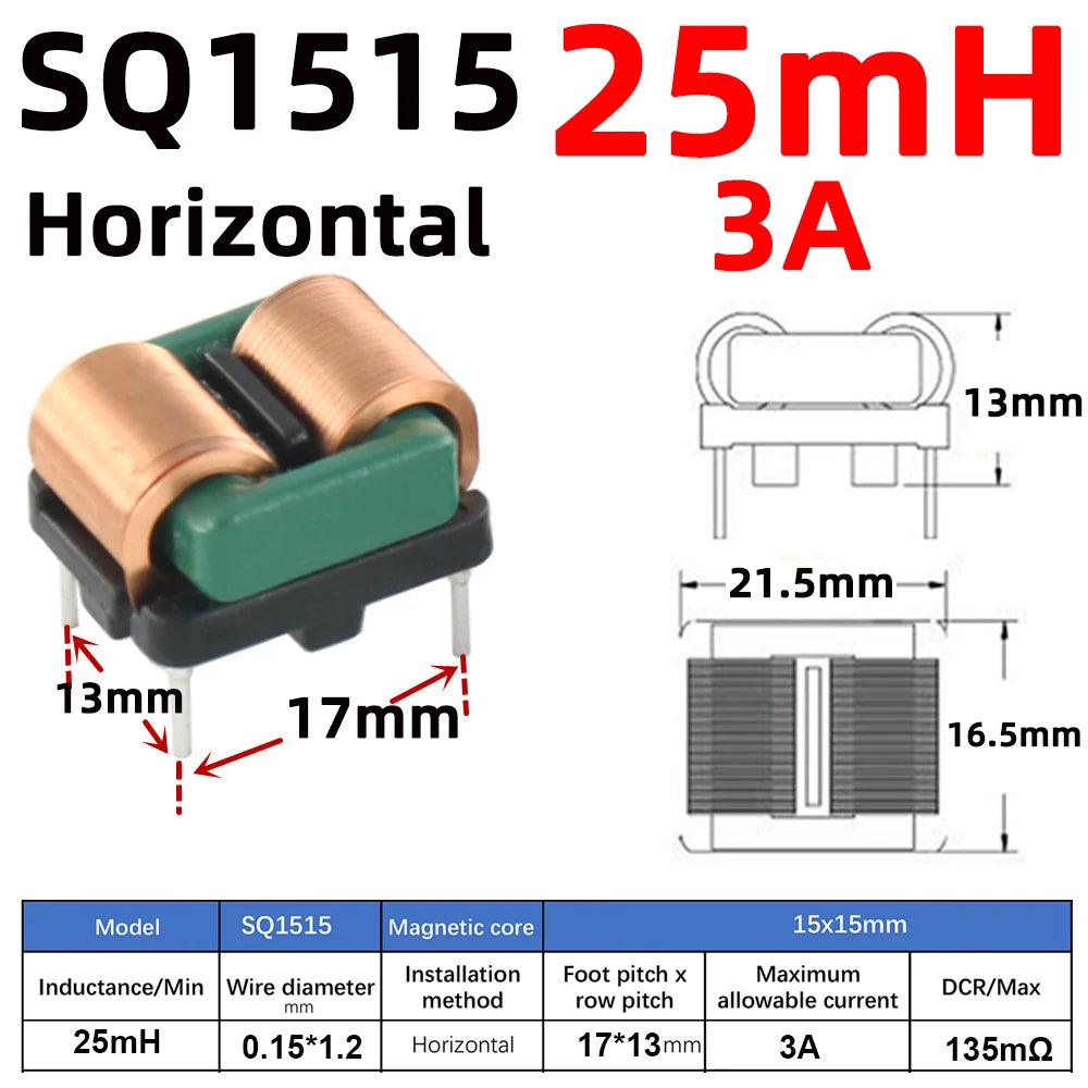 2pcs SQ Flat Copper Wire EMI Filter Inductor Common Mode Inductance Square Ferrite Core Coil 5mH 10mH 15mH 20mH 25mH 28mH SQ1918