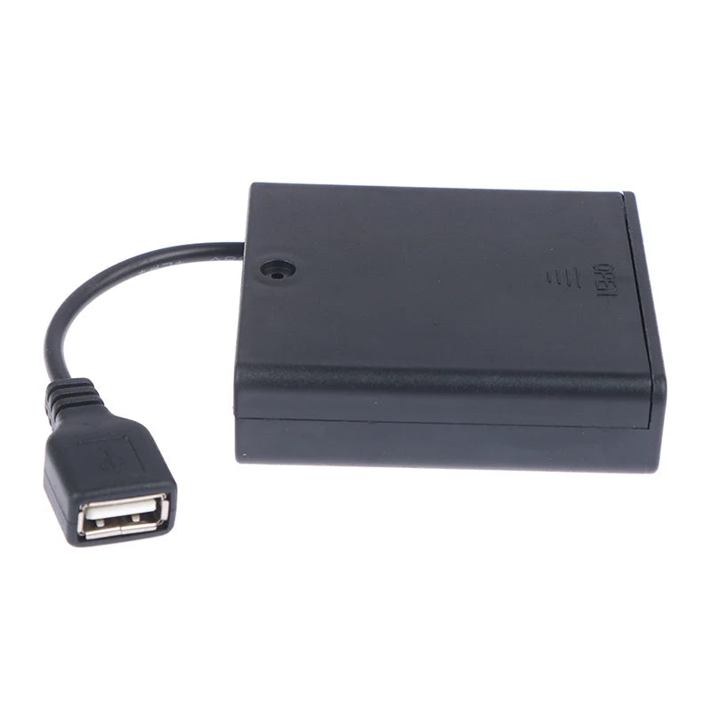 1/2PC 4XAA USB Battery Box For 5V LED Strip Lights USB Mini Power Supply Battery Box With Cover And Switch