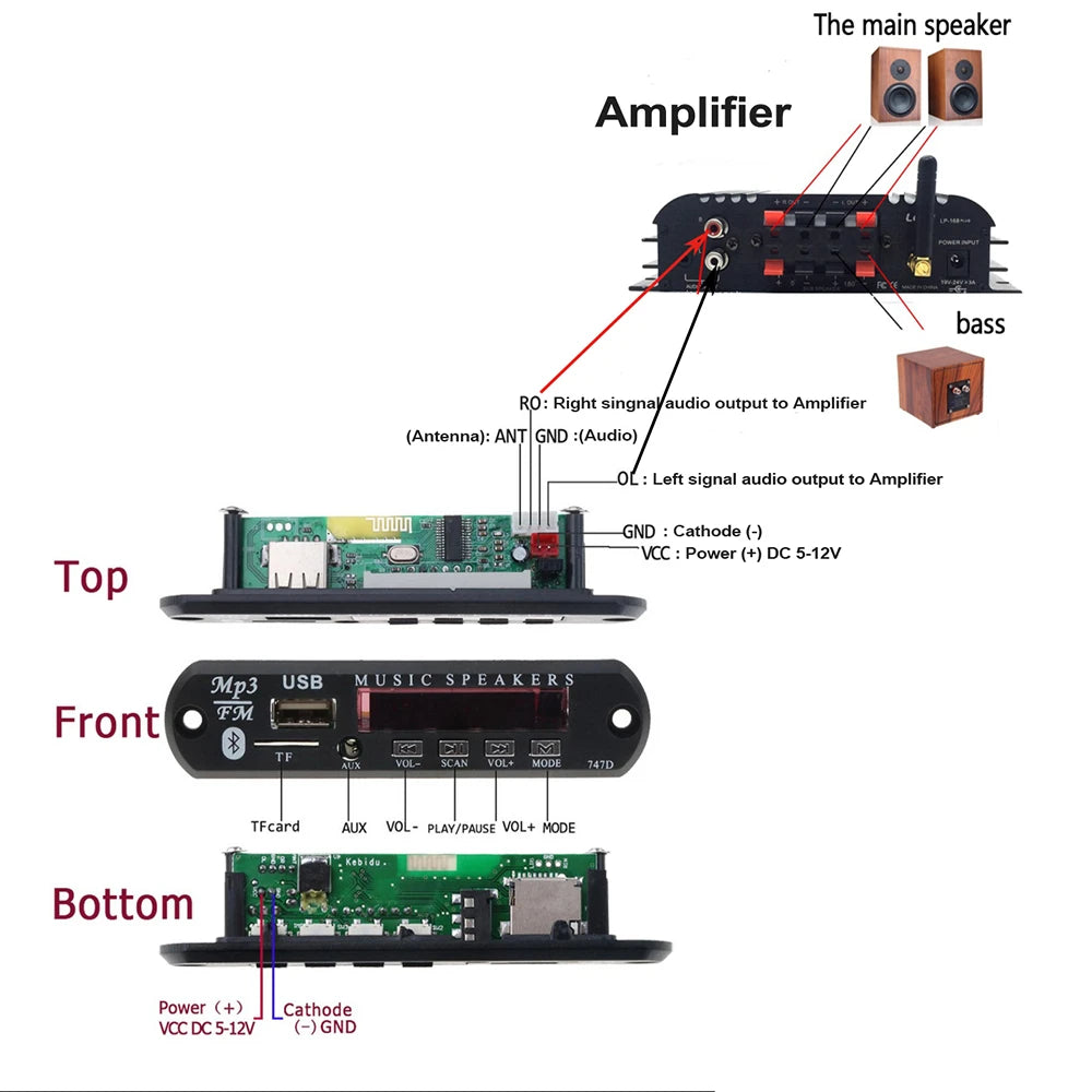 Bluetooth 5.0 WMA MP3 Decoder Board Wireless Car Radio Module Support USB TF FM Music Player with Color Screen Car Accessories