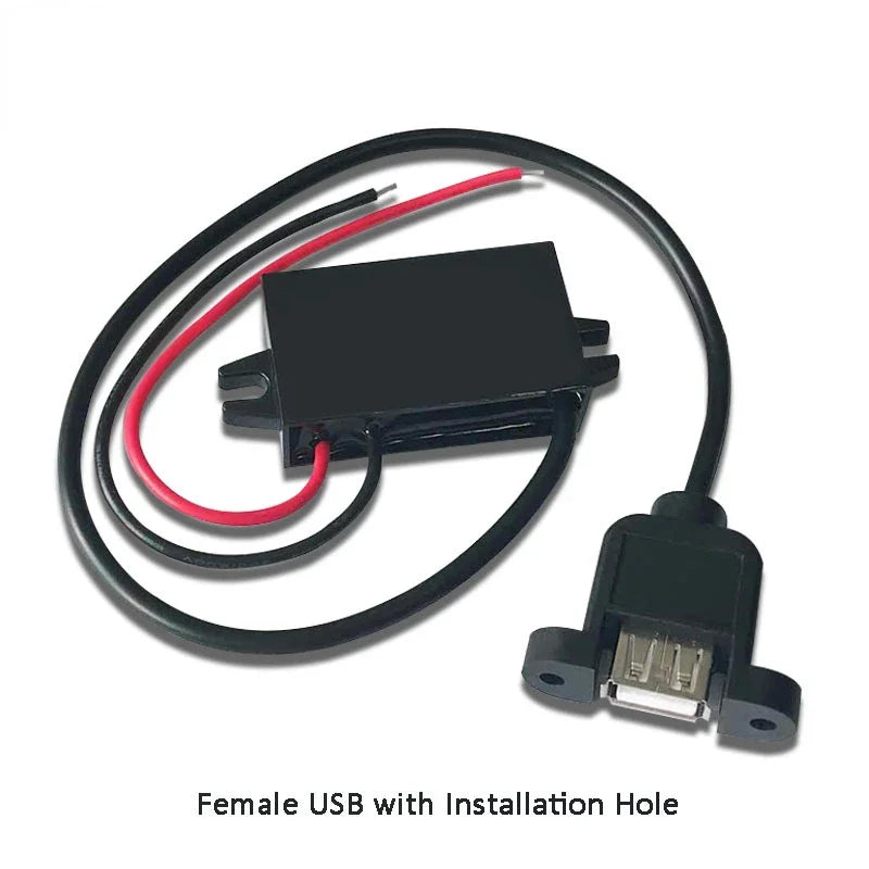 12V24V to 5V 3A Charging Converter DC to 12V to 5V Step Down Converter with Female/MICRO/TYPE C/MINI USB for Car Motorcycle