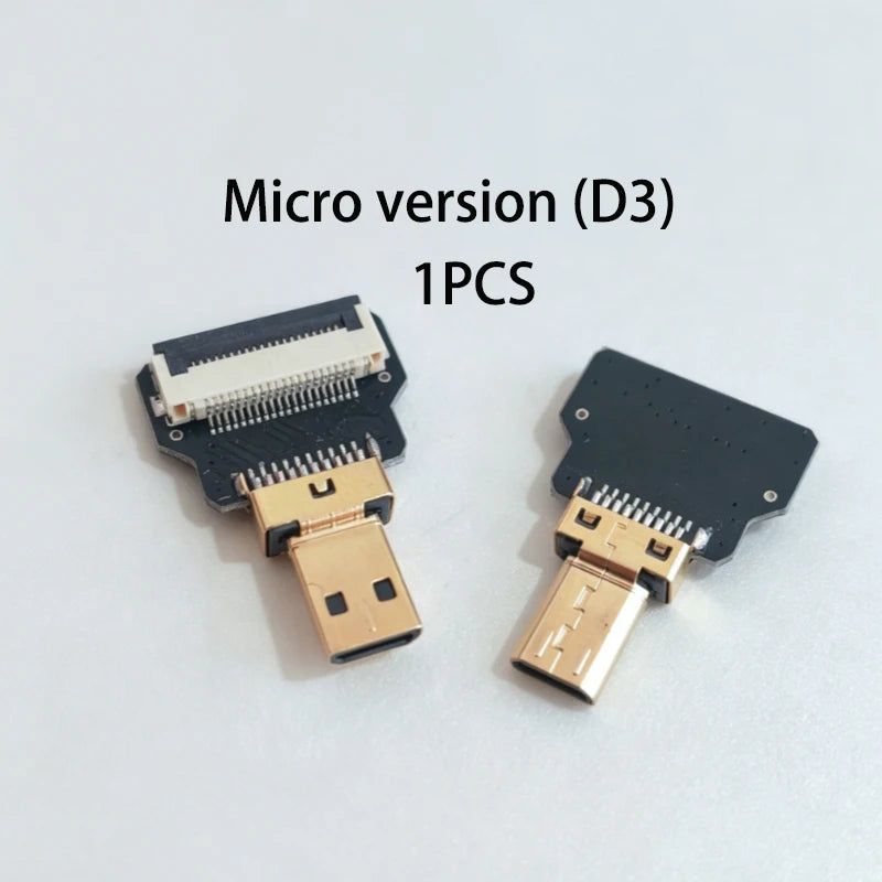 1PCS Ribbon FPV HDMI-Compatible Connector Flexible Flat Cable Raspberry Pi 4 Micro HDMI to HDMI/Mini HDMI Female 90 Degree FFC