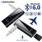 KEBIDUMEI 2 in 1 Bluetooth 6.0 Audio Transmitter Receiver 3.5MM AUX TF Card Stereo Music Wireless Adapter With Mic For Car TV PC
