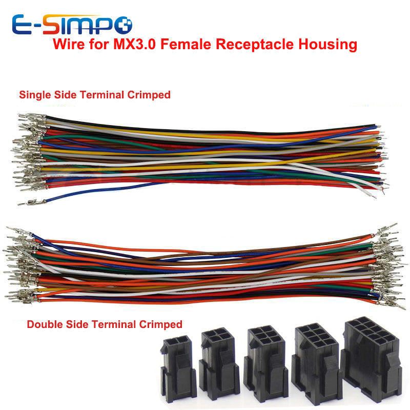 50PCS MX3.0mm Small 5557/5559 20AWG Single/Double Side Terminal Crimp Male Female Docking Electronic Connection Line Wire Cable