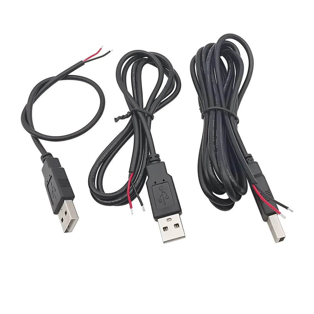 5V USB 2.0 A Male/Female Plug Power Supply Cable 2/4Pin Pigtail Wire Jack Charger Charging Cord Extension Connector DIY 0.3/1/2M