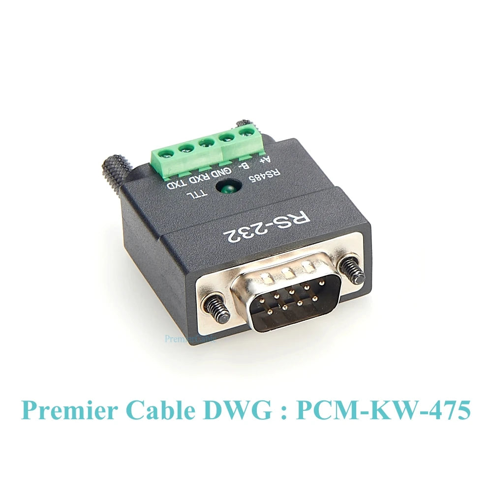 2 In 1 RS232 to RS485/TTL Serial Converter DB9 Male to 5Pin Screw Terminal Block RS232 to 3.3V/5V Interface Signal Adapter