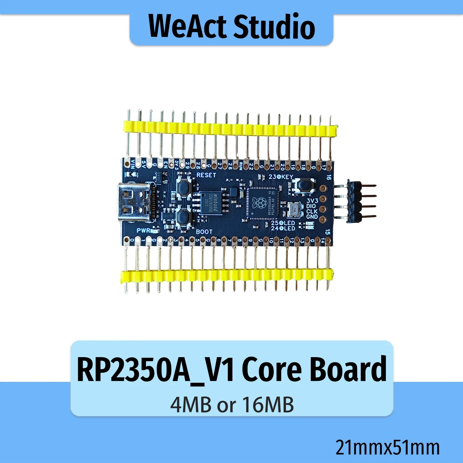 WeAct RP2350A_V10 All Pin Out Raspberry Pi RP2350 RISC-V Hazard3 520KByte SRAM 4/16MByte QSPI Flash