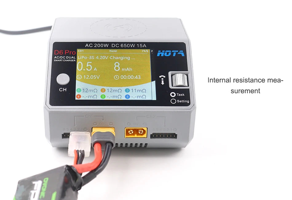HOTA D6 Pro AC/DC Dual Channel Smart Balance Charger AC200W DC650W 15A for LiPo LiHV NiMH NiCd RC Drone