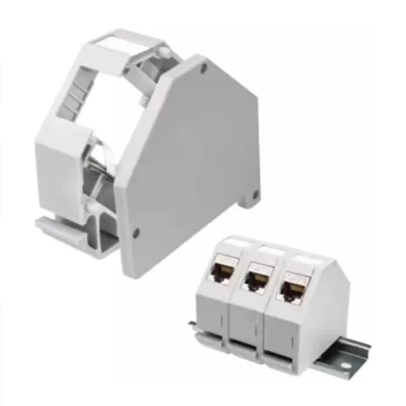 Housing Din-Rail Mounting RJ45 Keystone Jack Holder For Module Labeling Field Earth Spring IP20 Dust-Proof Laptop Box