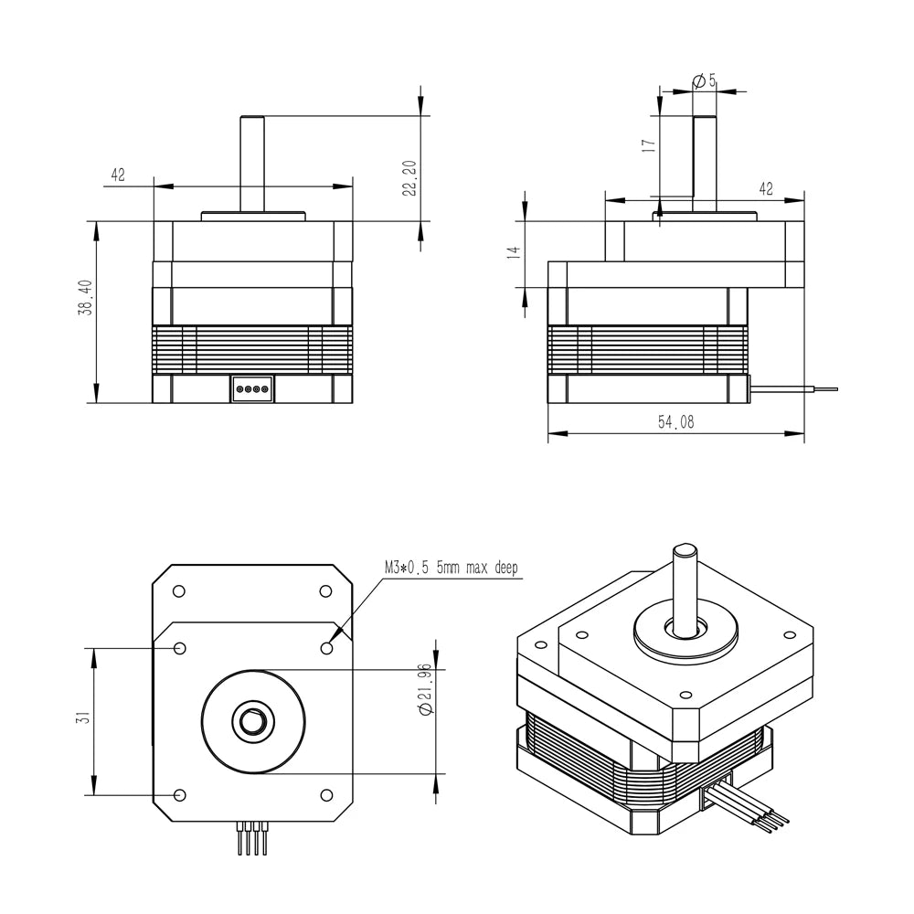Trianglelab Nema 17 Geared Stepper Motor 3:1 Reducting Stepping Motor For Prusa I3 MK3S Extruder Change 3:1 Gear Ratio