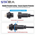 Type-c to USB 3.0 IP67/Ip68 Waterproof Connector Aviation Plug Quick Charge Female to Female Panel Mount PCB Socket FPC Cable