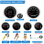 6 Gauge Set 85mm GPS Speedometer Tachometer 52mm Water Temp Fuel Voltmeter Oil Pressure Meter With 1/8 NPT Sensor For Boat Car