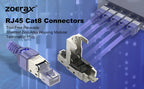 ZoeRax RJ45 CAT8 Cat7 CAT6A Connector Tool-Free, Toolless RJ45 Termination Plug Reusable Shielded for Ethernet Cables 10Gbps POE