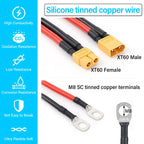 10AWG XT60 Female/Male to M8 O Ring Eyelet Terminal Plug Connector Cable Charger Side Power Wire for RC Lipo Battery FPV Racing