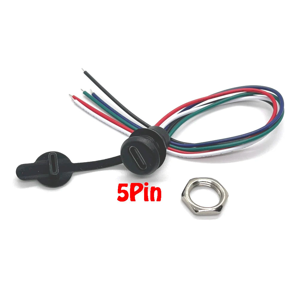 USB-C 2P High Current Charging Socket with PH2.54 Nut Snap Lock Plate USB TYPE-C Female Type C Waterproof Female Connector JacK