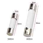 0.25A 0.5A 1A 2A 3A 4A 5A 6A 6.3A 8A 10A 15A 20A 25A 30A Ceramic Fuse 5x20 6x30 Mm