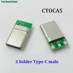 1Set Type C Male Connector 3 Solder Joint CC Pin CTOC5 With Capacitor Notebook Adapter PD Three Wire Charging Head With Shell