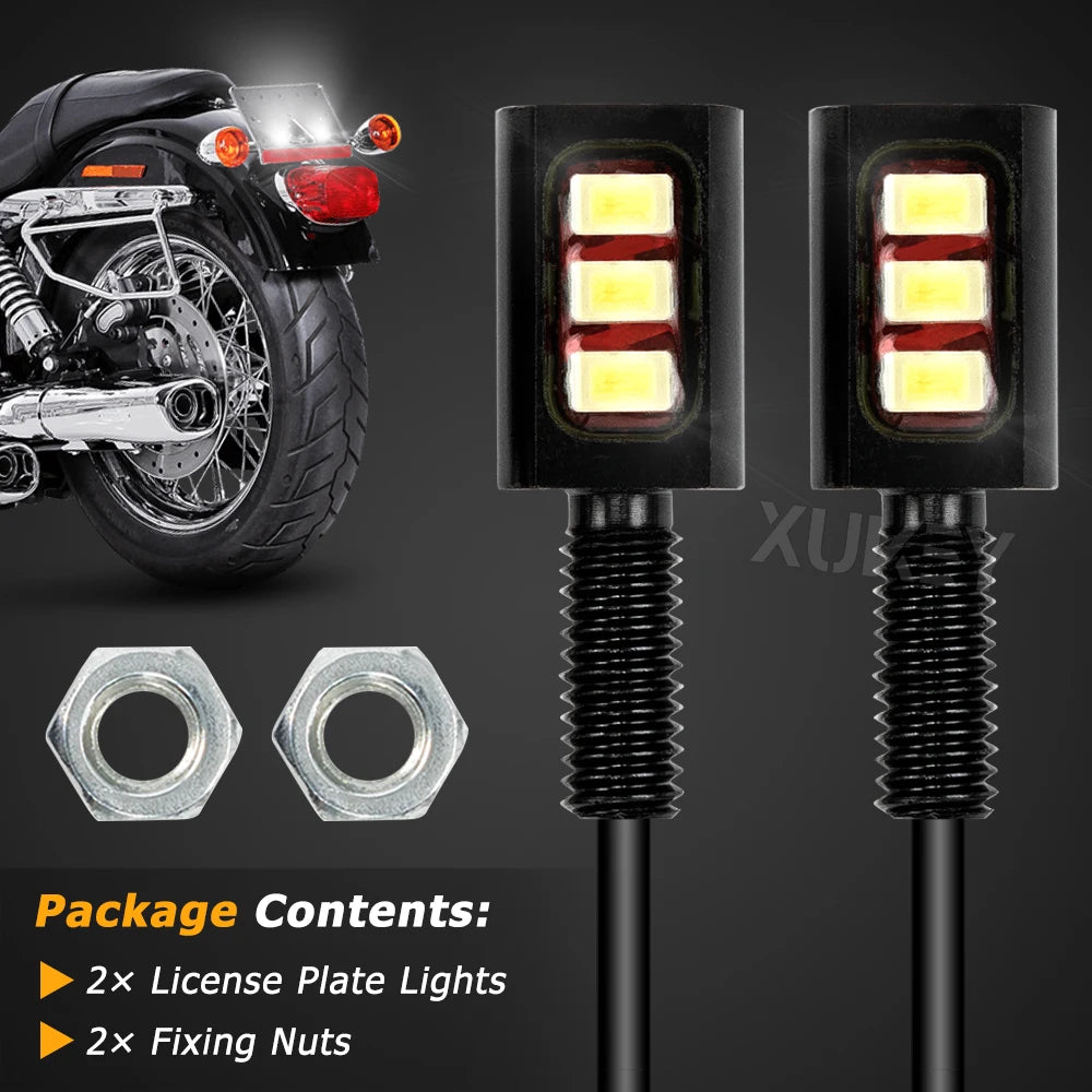 2/4Pcs Universal 12V 3LED 5730 SMD Motorcycle Car License Number Plate Light Frame Holder Bracket Tail Tidy Lamp Screw Bolt Bulb