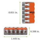 2pcs WAGO 221‑415 Lever‑Nuts 5‑Conductor Lever Wire Connector, Reusable Splicing Terminal Block for Solid Stranded Fine‑Stranded