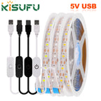 5V LED Strip Light USB Dimmer/Switch White Warm Blue Waterproof Adhesive Tape 2835 60LEDs Cabinet Room Night Lighting 1M 3M 5M