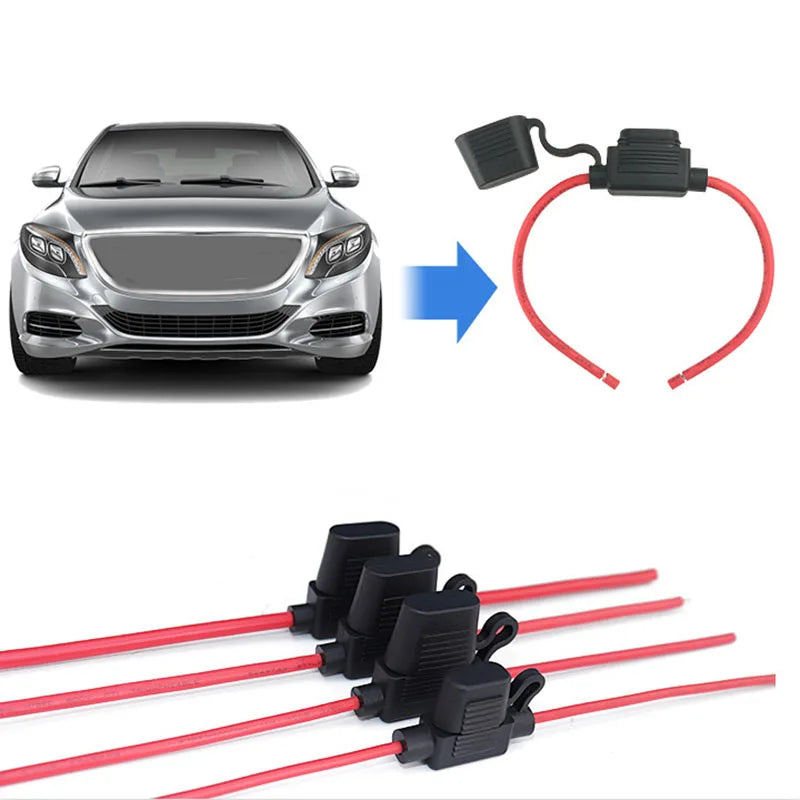 Waterproof Mini Small Medium Auto Fuse Holder 16/14/12/10AWG Car Blade Fuse wire cable 10A 20A 30A 50A fuse Power Socket