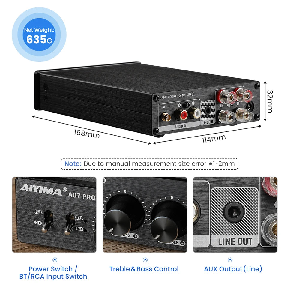AIYIMA TPA3255 Bluetooth Power Amplifier A07 PRO Audio Amplifier 2.0 Stereo Speaker Amplifiers HiFi Amplificador Amp 300Wx2