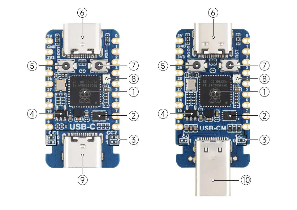 Raspberry Pi Pico 2 RP2350A USB-C Mini Development Board