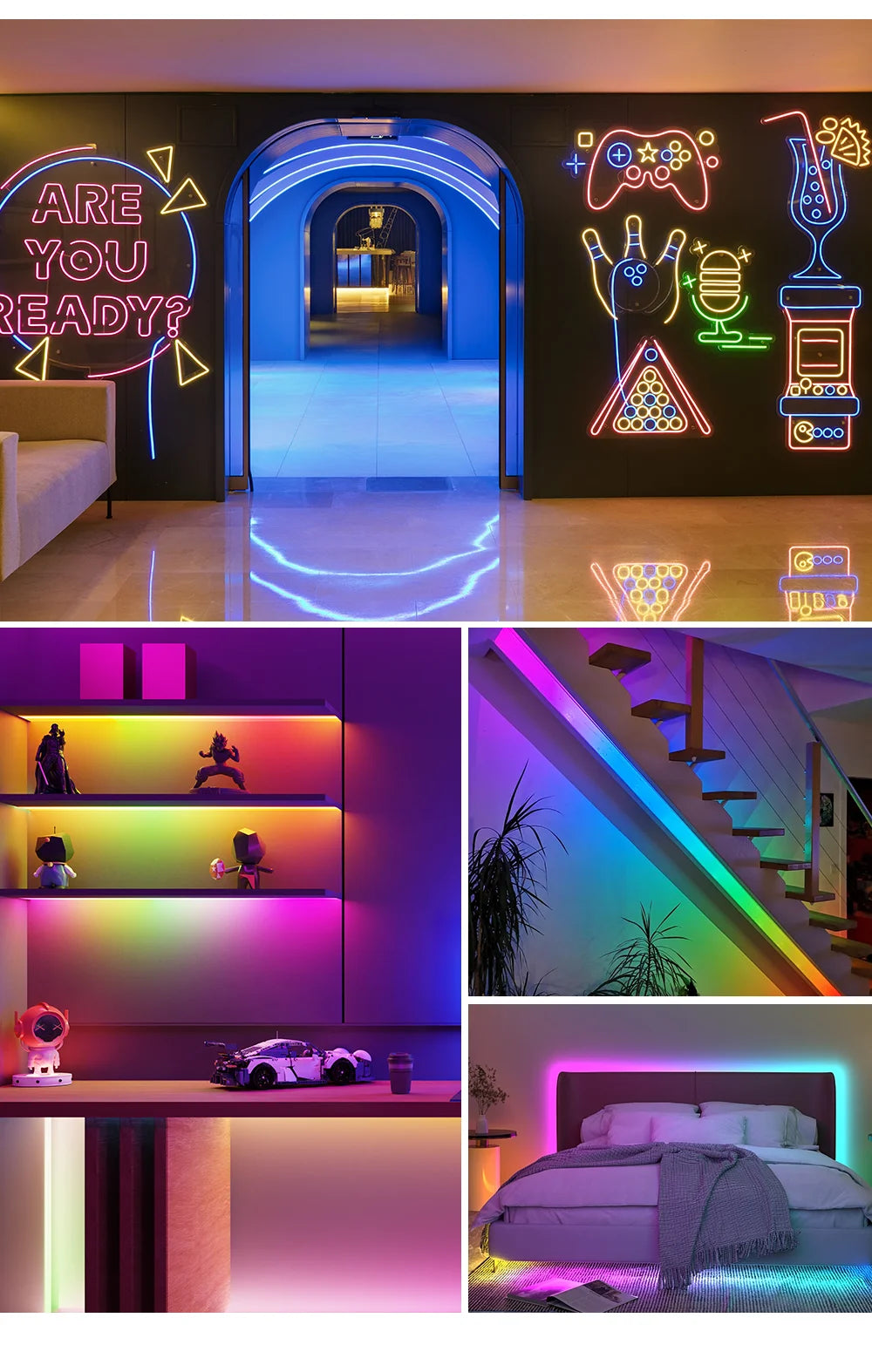 WS2812B WS2811 DC5V Round Reticulate Pattern Neon LED Strip 50Leds/m 360 Degree Smart RGBIC Flexible  Silicone Light Tape IP67