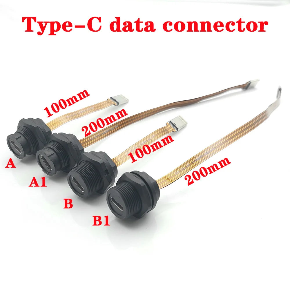 1PC TYPE C Threaded Snap FPC Waterproof Plug IP67 IP68 Data Connector USB3.1 Interface C-Type Male Female Plug Socket
