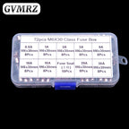 72pcs 6*30MM 0.5A-30A Glass Fuse Tubes 250V Box 0.5A 1A 2A 3A 5A 10A 15A 20A 30A 6x30MM