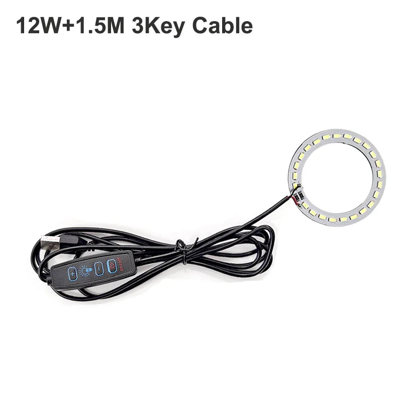 1Pcs USB Plug DC5V LED Light Source SMD5730 LED Light Beads Ring Chip with Black 1.5M Switch Cable 5W 10W 12W White /Warm Light.