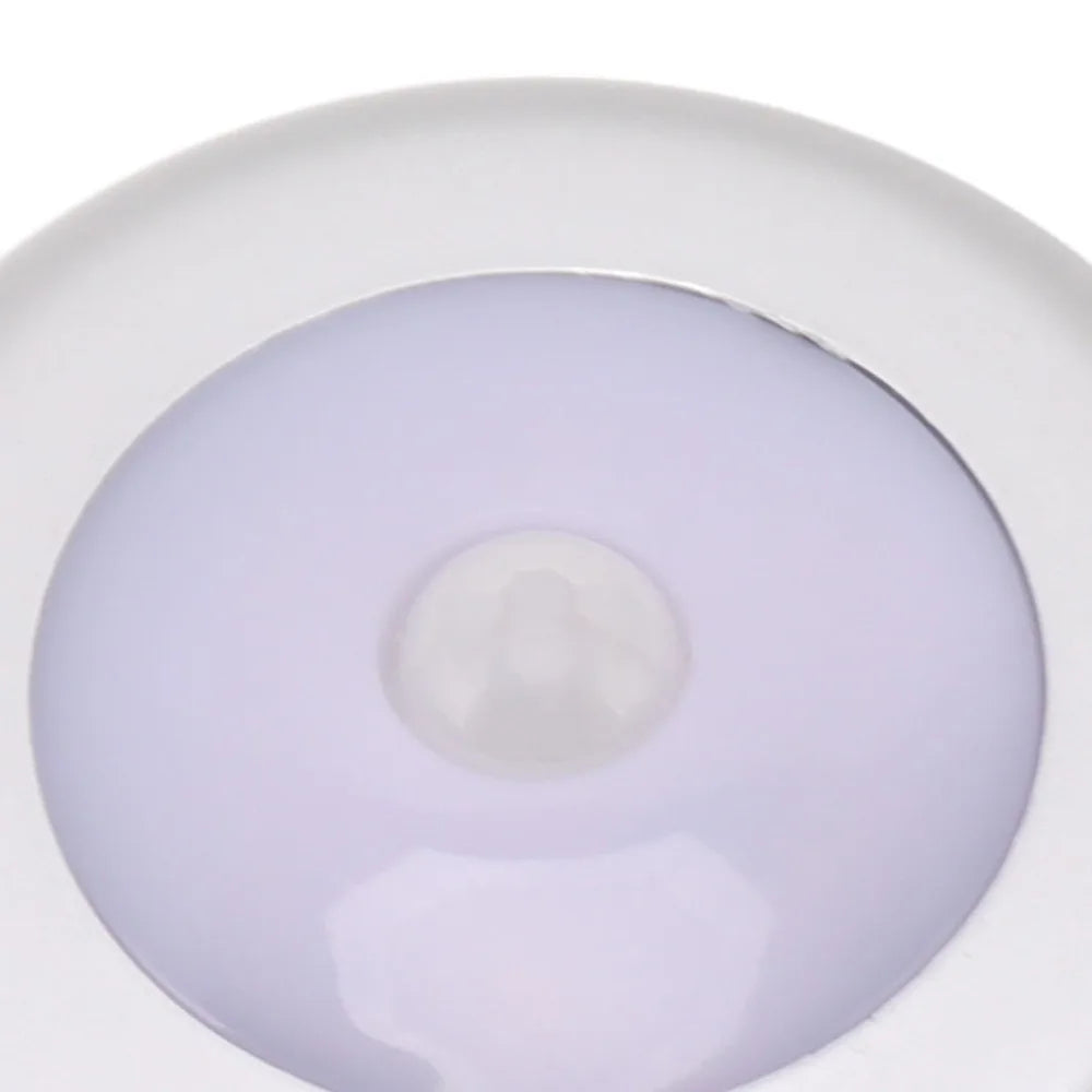 2 Pack Energy Saving Motion Sensor Night Light Battery Powered Small LED Induction Lamp White Light Round Sensing Lamp Drawer