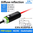 ZHICAN E3FA M18 Cylindrical Photoelectric Sensor Long Range Diffuse Reflective Through Beam Retro Reflective NPN PNP