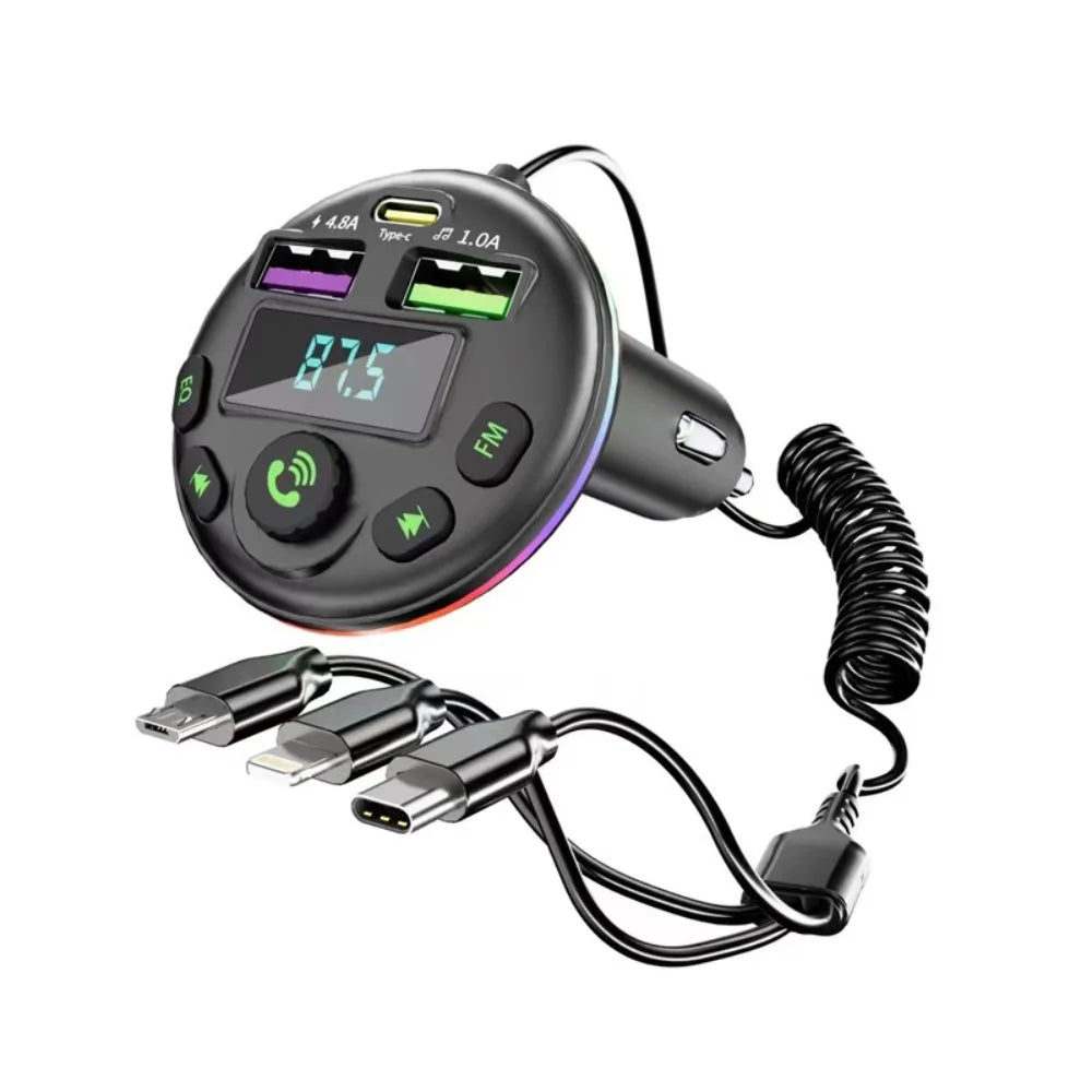 3 in 1 Charge Cable Car Bluetooth  FM Transmitter MP3 Modulator Player Handsfree Audio Receiver