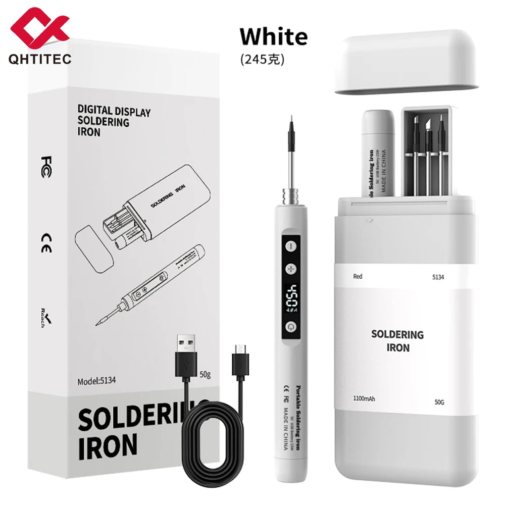 JCD Wireless Soldering Iron Portable 180-450 °C Adjustable Temperature built-in battery with 3Tip Soldering Tool Kit USB-5134