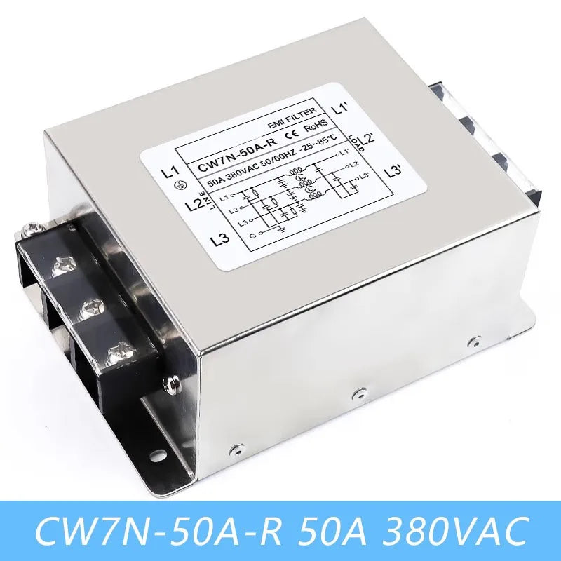 EMI filter power purifier CW7N-20/30/40/50/60/70/75A-R 380VAC 3-phase AC power supply filter Anti-interference