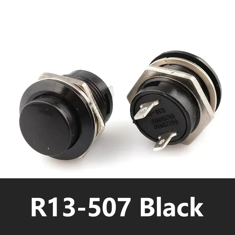 5/20Pcs Round-shape Push Button Switch ON OFF 2Pin ON-OFF R13-507 16mm Momentary Electric Power Switch R13 507 Switches
