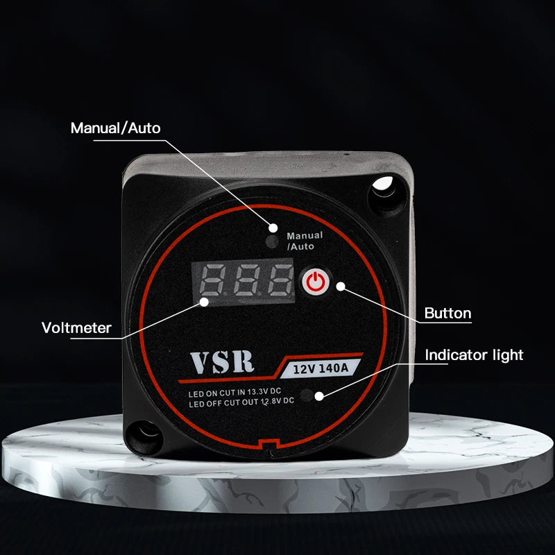 DaierTek Smart Dual Battery Smart Isolator 12V 140A Digital Voltage Sensitive Relay VSR Split Charge For Camper Car RV