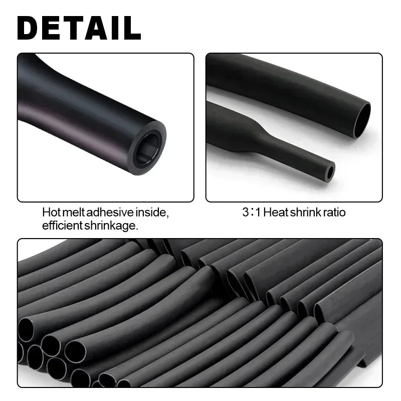 DIY Repair Heat Shrink Tube Assortment 3:1&4:1 Dual Wall Adhesive Flame Retardant Insulator For All Kinds Electrical Wire Cable