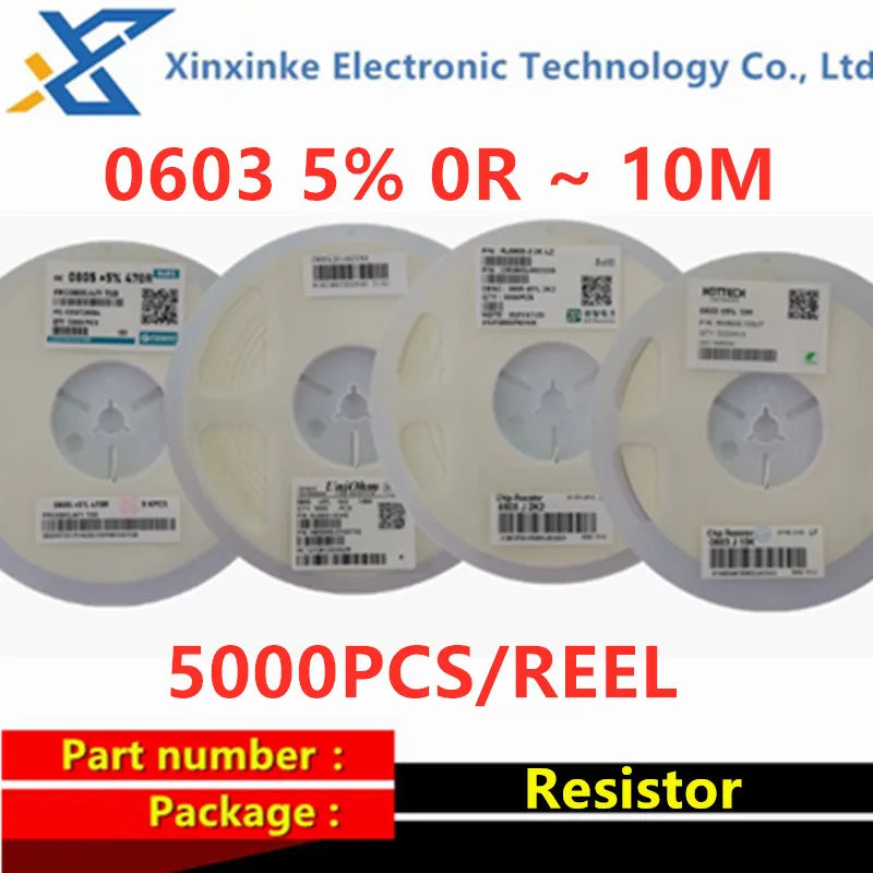 5000PCS SMD Resistor 0603 Accuracy 5% 0 ohm ~ 10M ohm 0 1 10 100 150 330 ohm 1K 2.2K 10K 100K 0R 1R 10R 100R 150R 220R 330R 1M