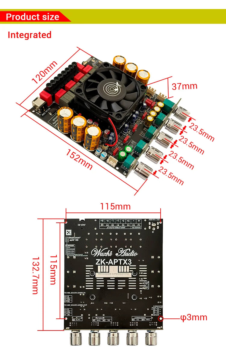 ZK-APTX3 Bt Amplifier Board 2.1 Channel 300W+300W+600W Amplifier Chip Tpa3255 Subwoofer Theater Audio Stereo Equalizer Amp