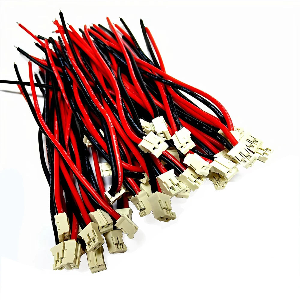 5/10/20/50/100pc JST PH 2.0mm 2Pin Terminal Wire Micro 10cm 3239 22AWG Silicon High Temp Male Plug Cable 2-core Tinned Connector