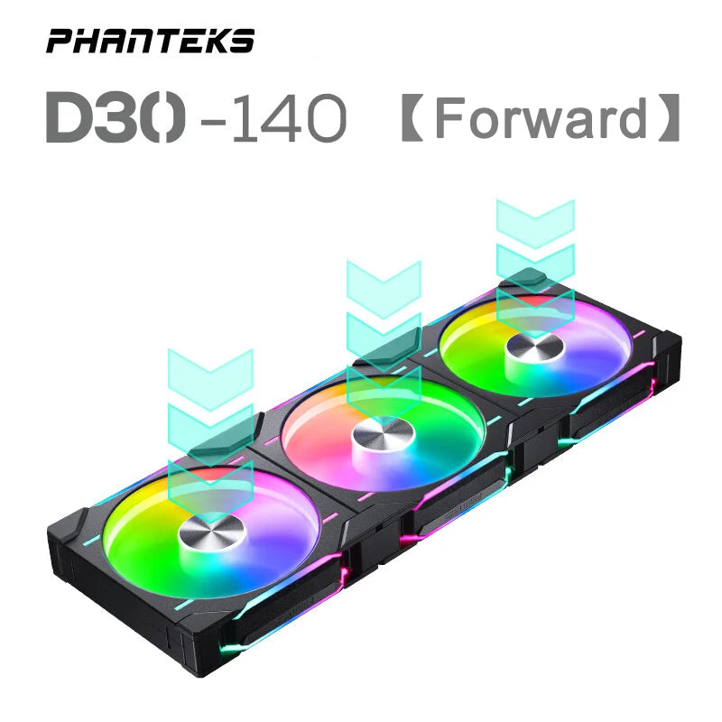 Phanteks D30-140 ARGB Case Fan 140mm CPU Cooling Fan 4PIN PWM Air Cooler Fans Wireless Splicing Computer Heat Dissipation Fan