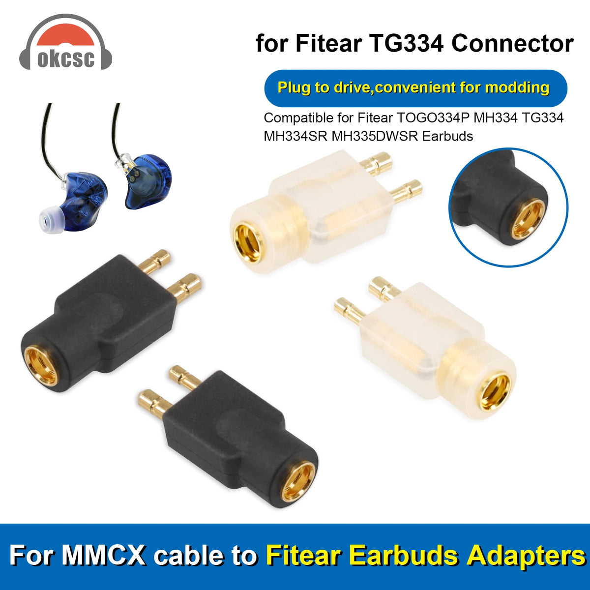 OKCSC MMCX Cable Connected to for Sony MDR EX1000 EX800 MDR7550 EX600 Earbuds Connector in Curved Shape Audio Jack Adapter