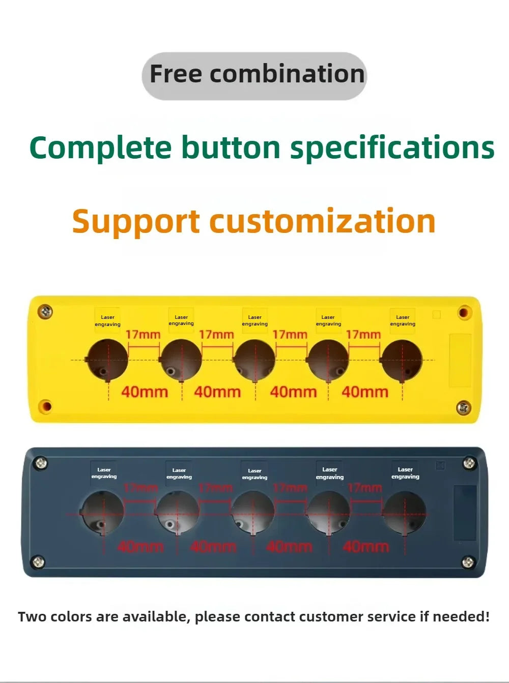 1/2/3/4/5 Hole Button Switch Control Box Button Emergency Stop Dustproof Waterproof IP65 Button Thickened Yellow Gray
